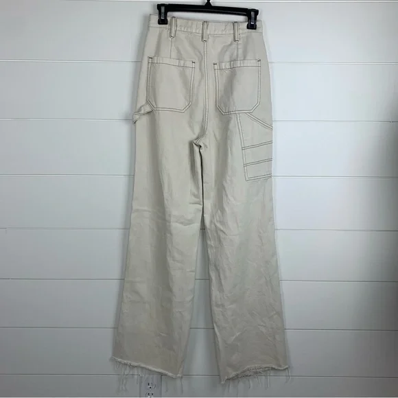 PacSun Wide Leg Carpenter Ultra High Waist Cream Color Jeans Size 27 - Picture 9 of 16